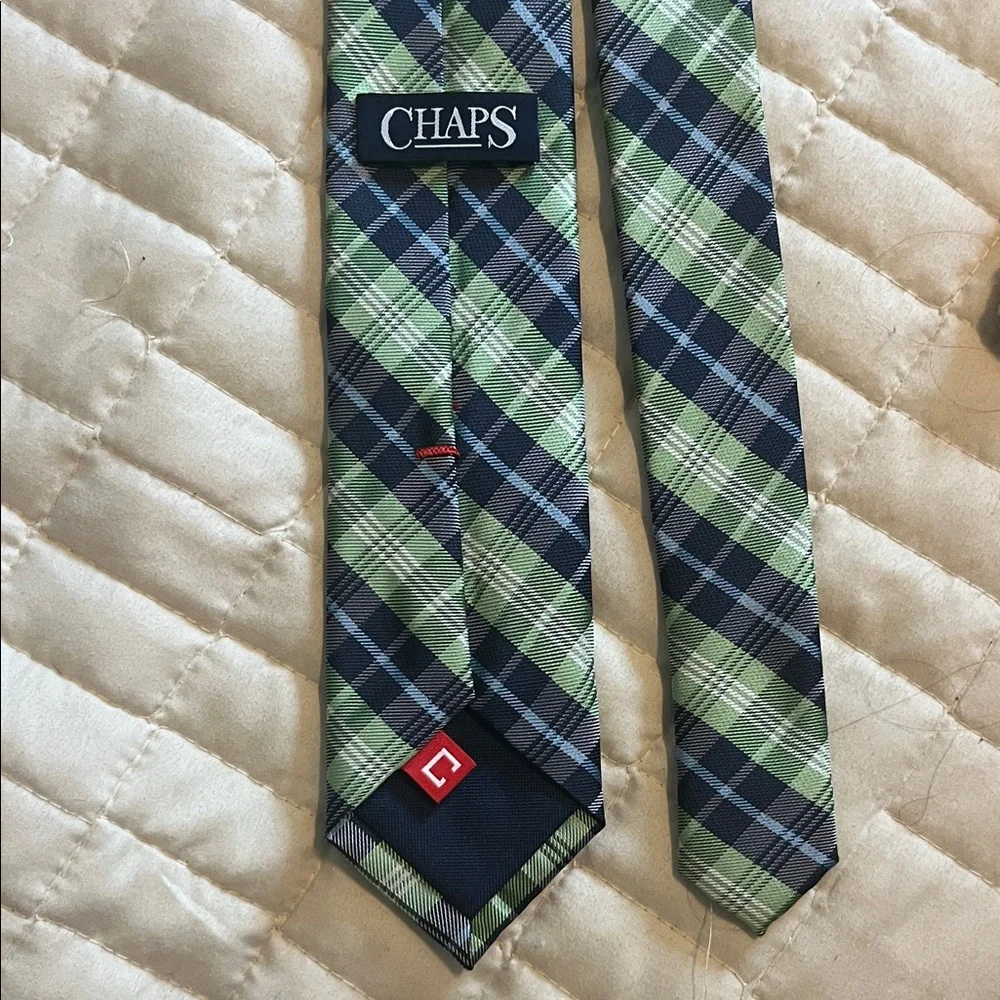 Chaps Green and Blue Checkered Neck Tie - Kids
